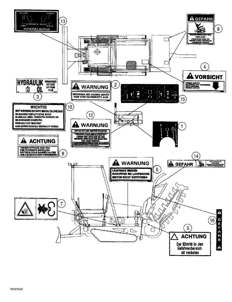Схема запчастей Case TF300 - (09-16) - DECALS - GERMAN (TF300 TRENCHER) (09) - CHASSIS/ATTACHMENTS