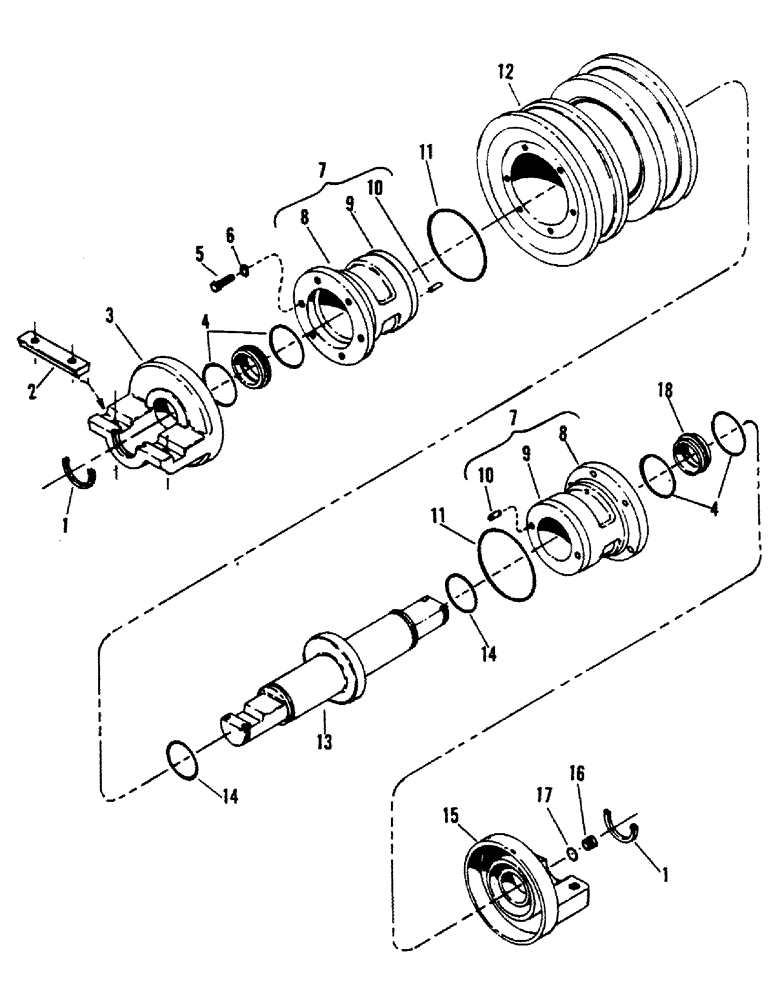 Схема запчастей Case 40BLC - (028) - DOUBLE FLANGE TRACK ROLLER, TYPE B (04) - UNDERCARRIAGE