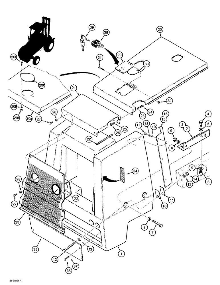 Схема запчастей Case 586E - (9-120) - HOOD, GRILLE, AND RADIATOR SHROUD (09) - CHASSIS/ATTACHMENTS