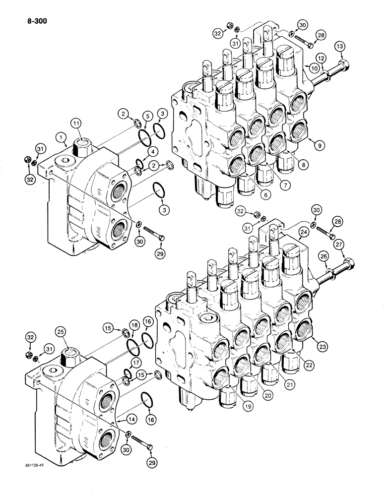 Схема запчастей Case 780C - (8-300) - BACKHOE CONTROL VALVES (08) - HYDRAULICS