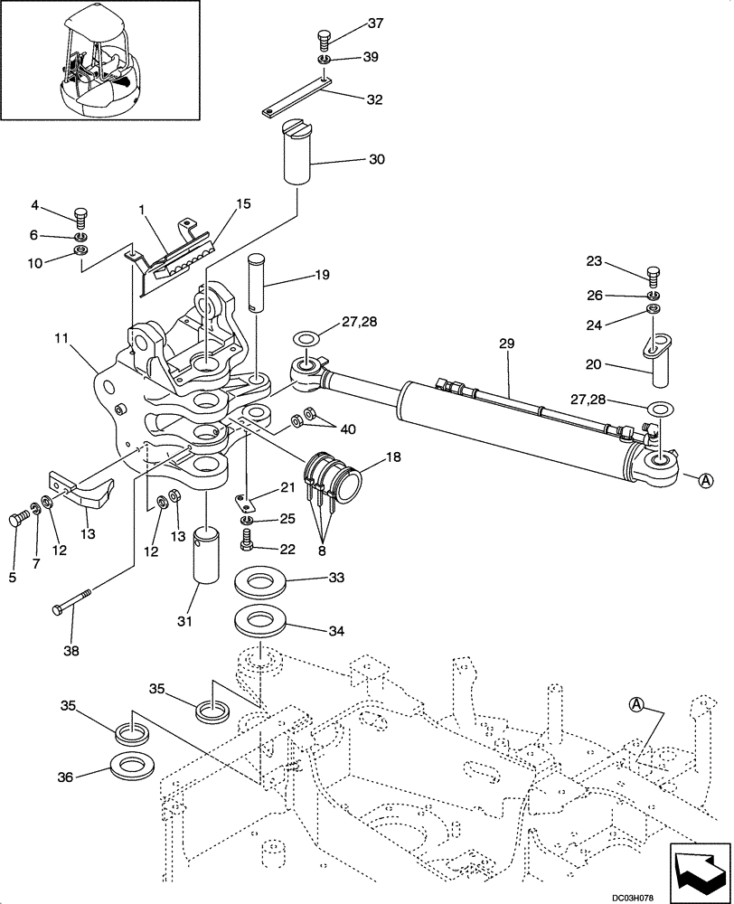 Схема запчастей Case CX25 - (09-06[00]) - BRACKET ASSY - SWING, CANOPY (09) - CHASSIS/ATTACHMENTS