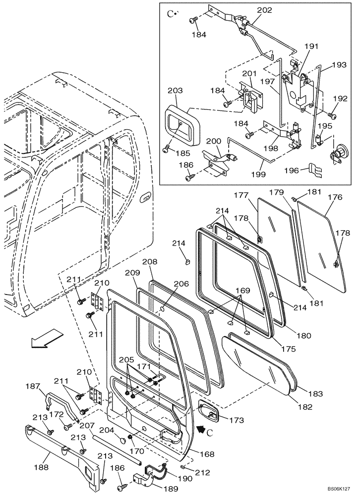 Схема запчастей Case CX460 - (09-31) - CAB - CAB DOOR (09) - CHASSIS/ATTACHMENTS