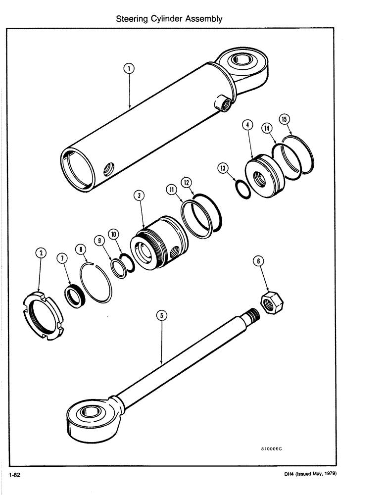Схема запчастей Case DH4 - (1-82) - STEERING CYLINDER ASSEMBLY (41) - STEERING