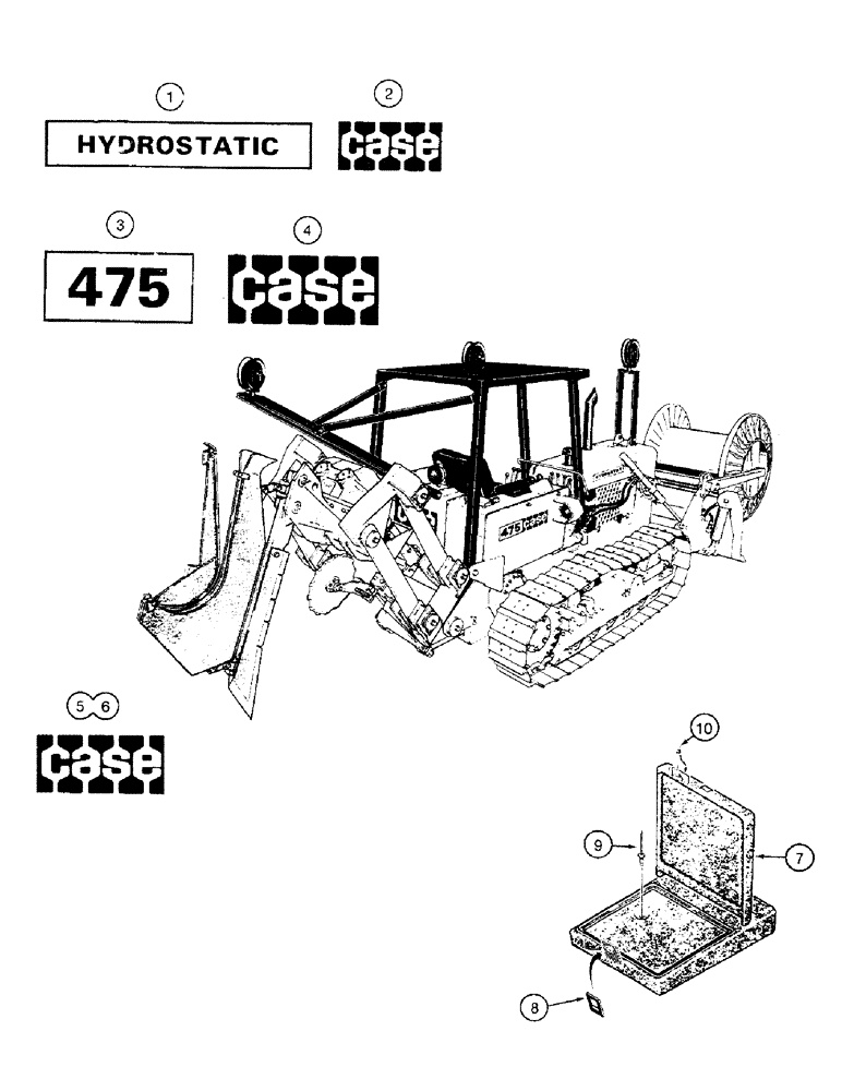 Схема запчастей Case 475 - (298) - DECALS AND OPERATORS MANUAL BOX, USED BEFORE TRACTOR SN 3058164 (90) - PLATFORM, CAB, BODYWORK AND DECALS