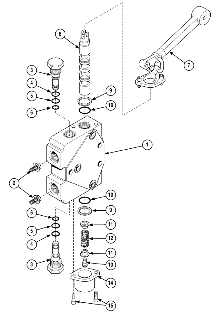 Схема запчастей Case 6010 - (08-17) - VALVE SECTION - BOOM TILT AND STABILIZERS (35) - HYDRAULIC SYSTEMS