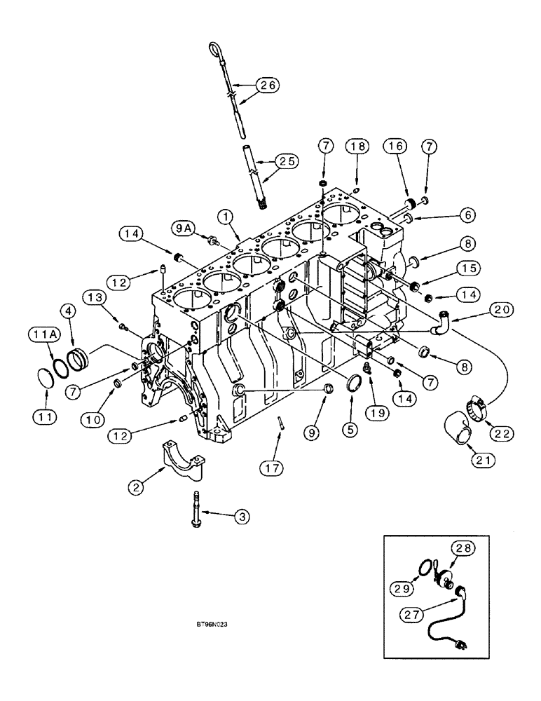 Схема запчастей Case 821B - (2-39A) - CYLINDER BLOCK, 6T-830 EMISSIONS CERTIFIED ENGINE, TRACTOR P.I.N. JEE0050601 AND AFTER (02) - ENGINE