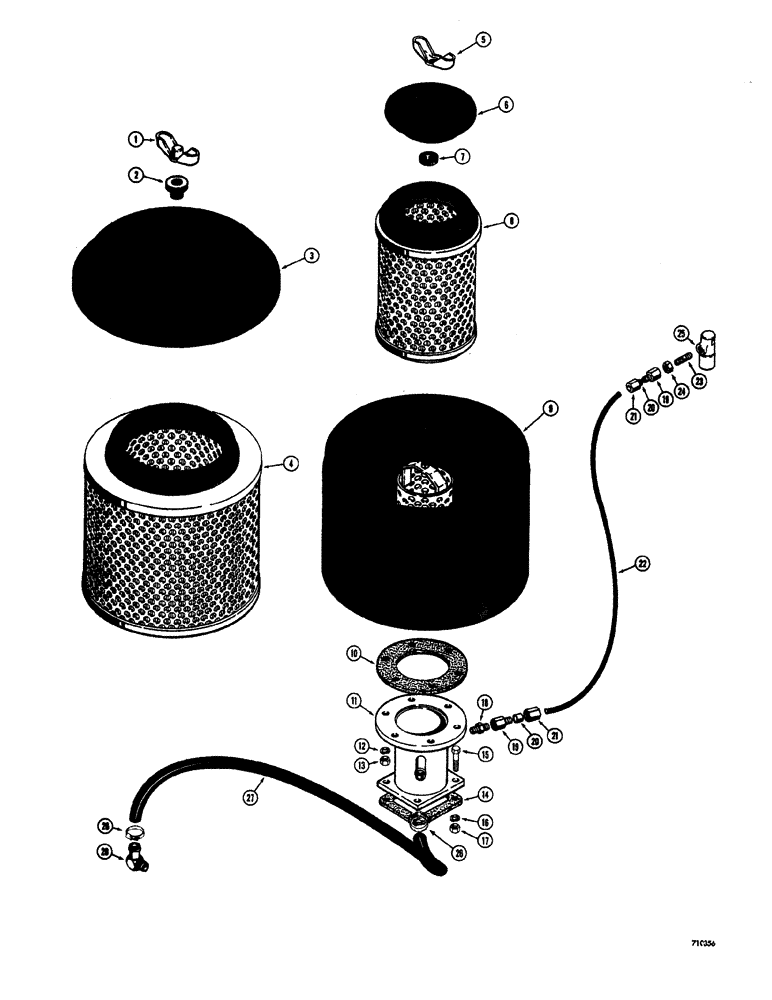 Схема запчастей Case W20 - (090) - AIR CLEANER AND RELATED PARTS BEFORE TRACTOR S.N. 9109756 (02) - ENGINE