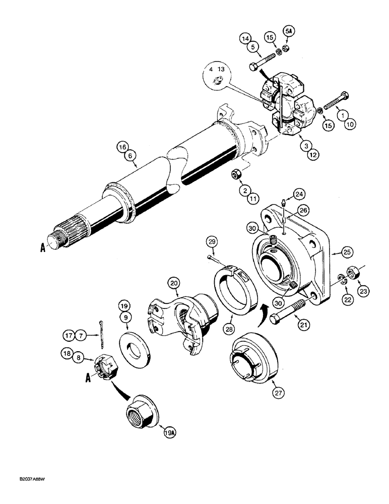 Схема запчастей Case W36 - (6-280) - L58243 FRONT AXLE DRIVE SHIFT USED WITH CLARK TRANSMISSION NOS.13.1HR28421-17 AND -18 (06) - POWER TRAIN