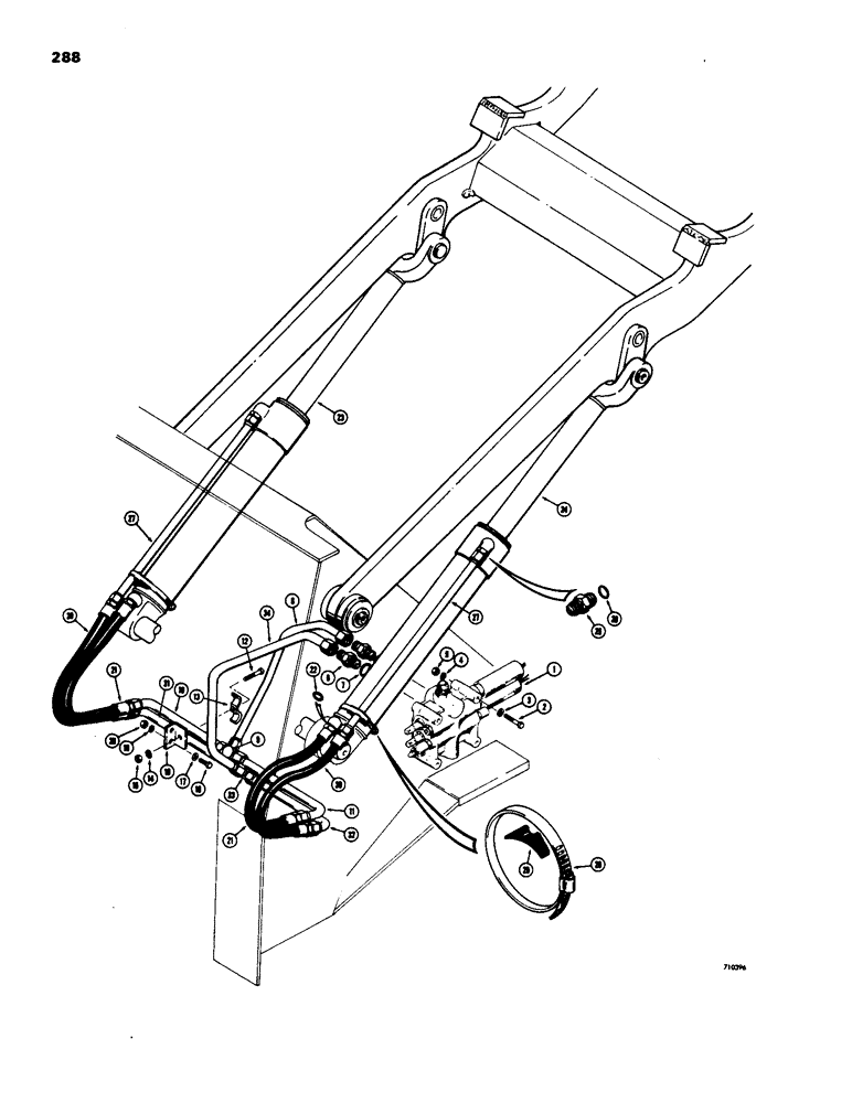 Схема запчастей Case W18 - (288) - LOADER HYDRAULICS, LOADER LIFT CYLINDER HYDRAULICS (08) - HYDRAULICS