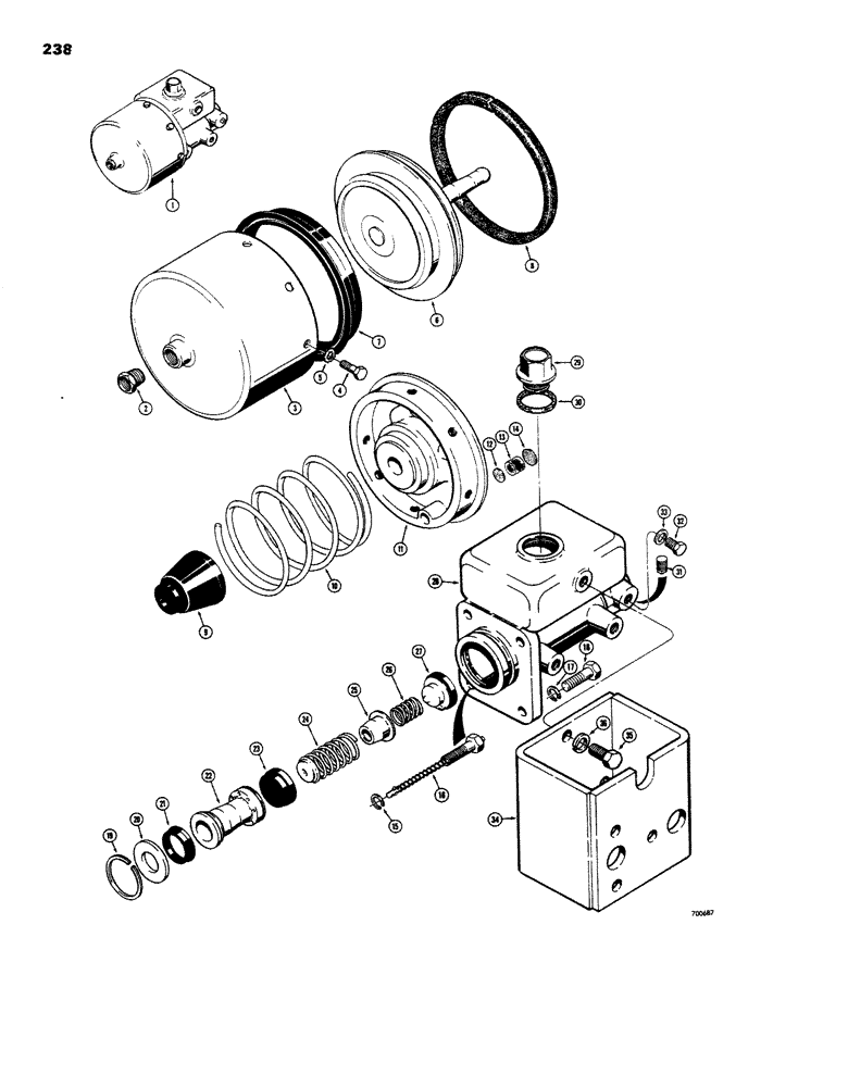 Схема запчастей Case W26B - (238) - BRAKE SYSTEM, L19667 MASTER CYLINDER (07) - BRAKES
