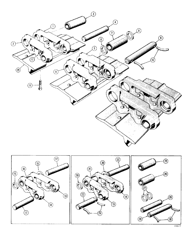 Схема запчастей Case 1000D - (178) - TRACK CHAIN, USED BEFORE TRACTOR SERIAL NO. 7104601 (04) - UNDERCARRIAGE