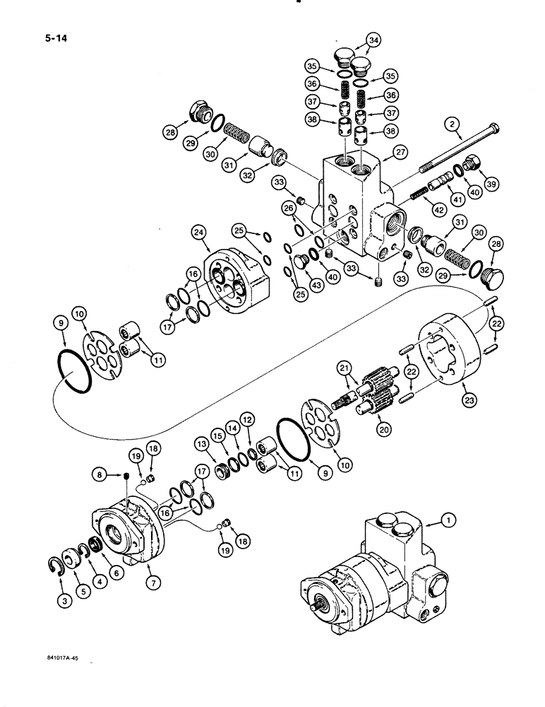 Схема запчастей Case W30 - (5-14) - AUXILIARY STEERING PUMP, MODELS WITH ALLISON TRANSMISSION (05) - STEERING