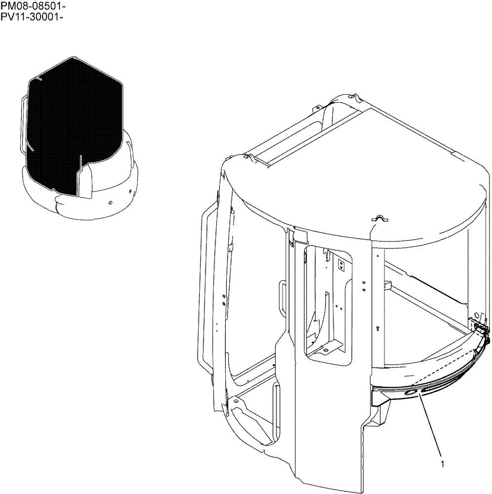 Схема запчастей Case CX27B - (01-044) - CAB INSTAL (90) - PLATFORM, CAB, BODYWORK AND DECALS