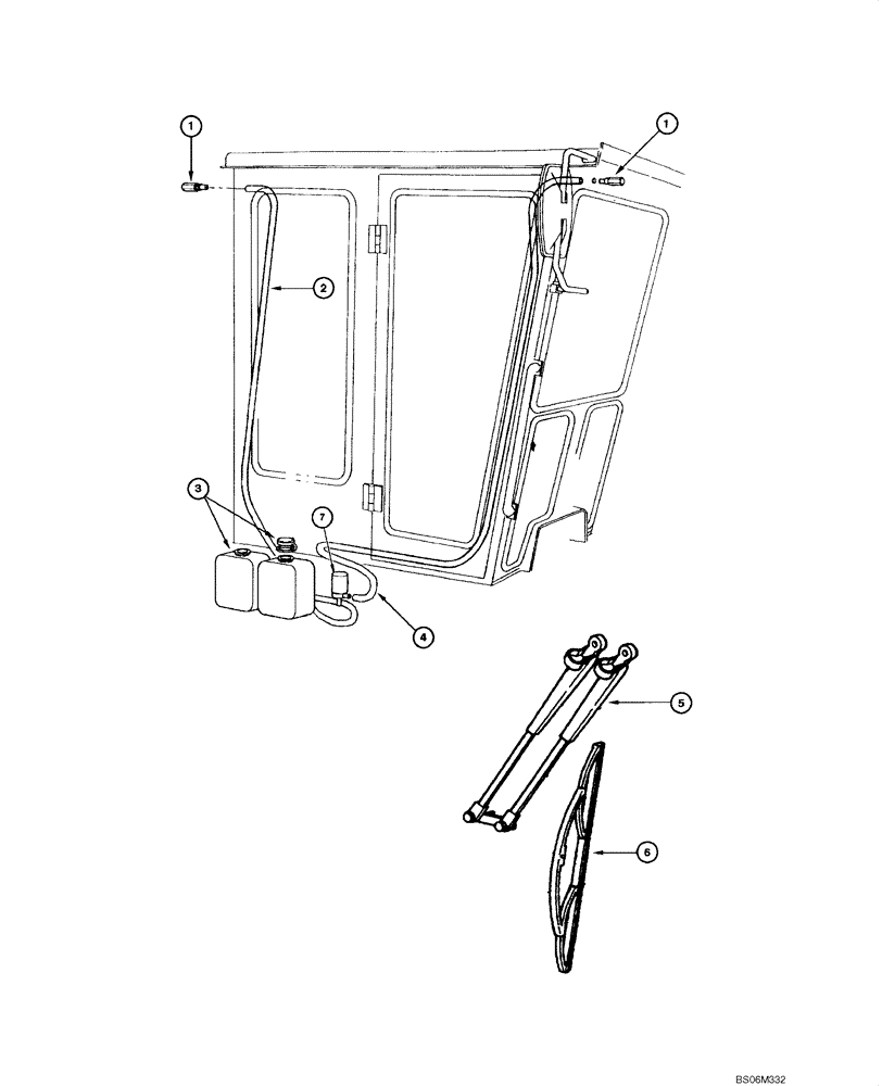 Схема запчастей Case 845 DHP - (09.46[00]) - FRONT AND REAR WINDSHIELD WIPER (09) - CHASSIS