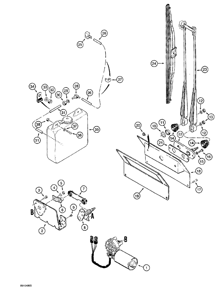 Схема запчастей Case 921 - (4-048) - FRONT WIPER (04) - ELECTRICAL SYSTEMS