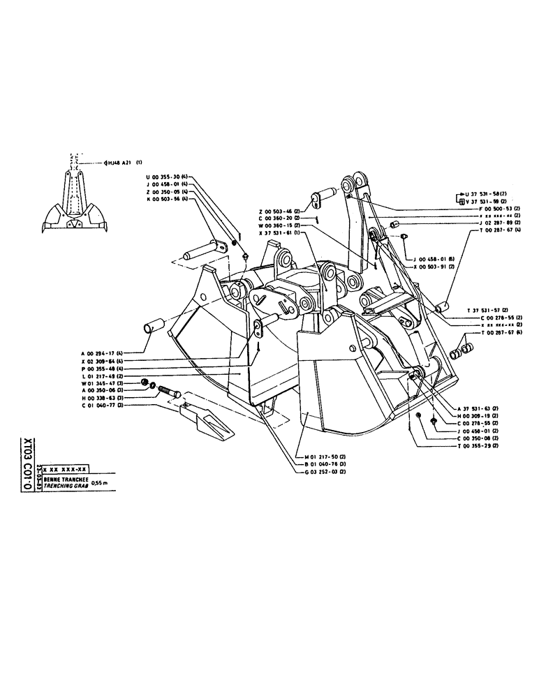 Схема запчастей Case 160CK - (348) - TRENCHING GRAB (18) - ATTACHMENT ACCESSORIES