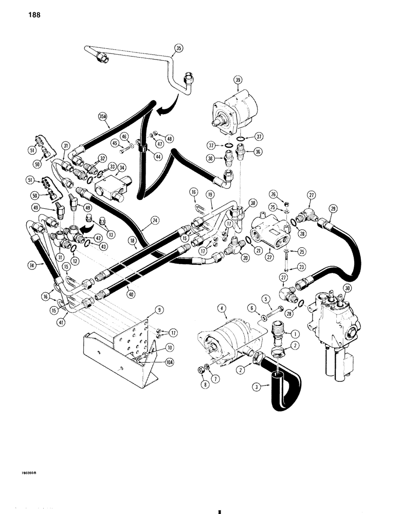 Схема запчастей Case W11 - (188) - HYDRAULIC CIRCUIT, PUMP FLOW CIRCUIT (08) - HYDRAULICS