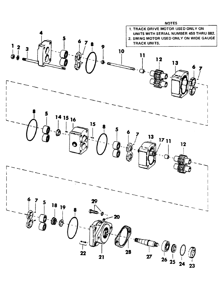 Схема запчастей Case 40BLC - (232) - SWING AND TRACK DRIVE MOTORS (07) - HYDRAULIC SYSTEM