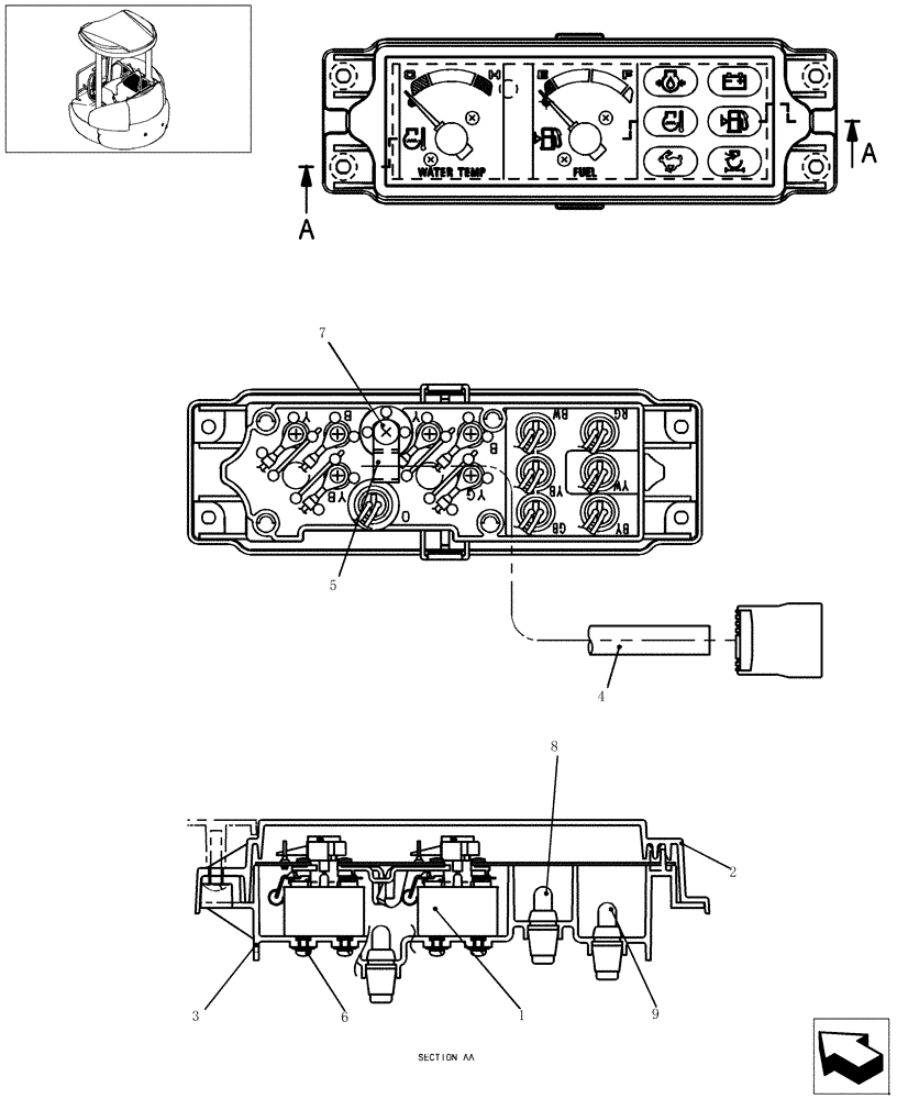 Схема запчастей Case CX27B - (265-01[1]) - ELECTRIC SYSTEM - PANEL INSTRUMENTS (55) - ELECTRICAL SYSTEMS