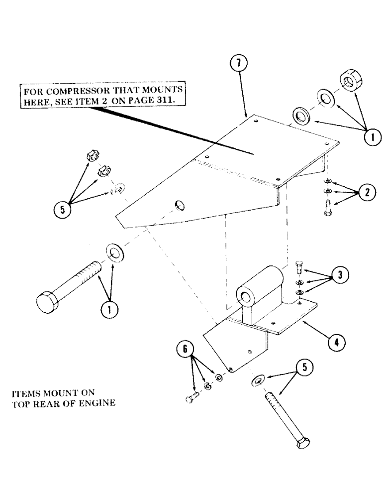 Схема запчастей Case 120 - (309) - COMPRESSOR, MOUNTING BRACKETS AND HARDWARE FOR, AIR CONDITIONER (50) - CAB CLIMATE CONTROL