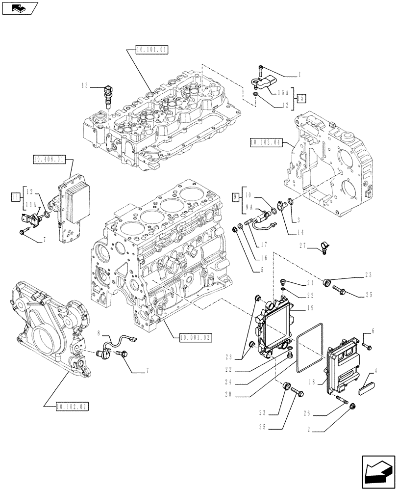 Схема запчастей Case F4HFE413J A002 - (55.640.01) - ELECTRONIC INJECTION (55) - ELECTRICAL SYSTEMS