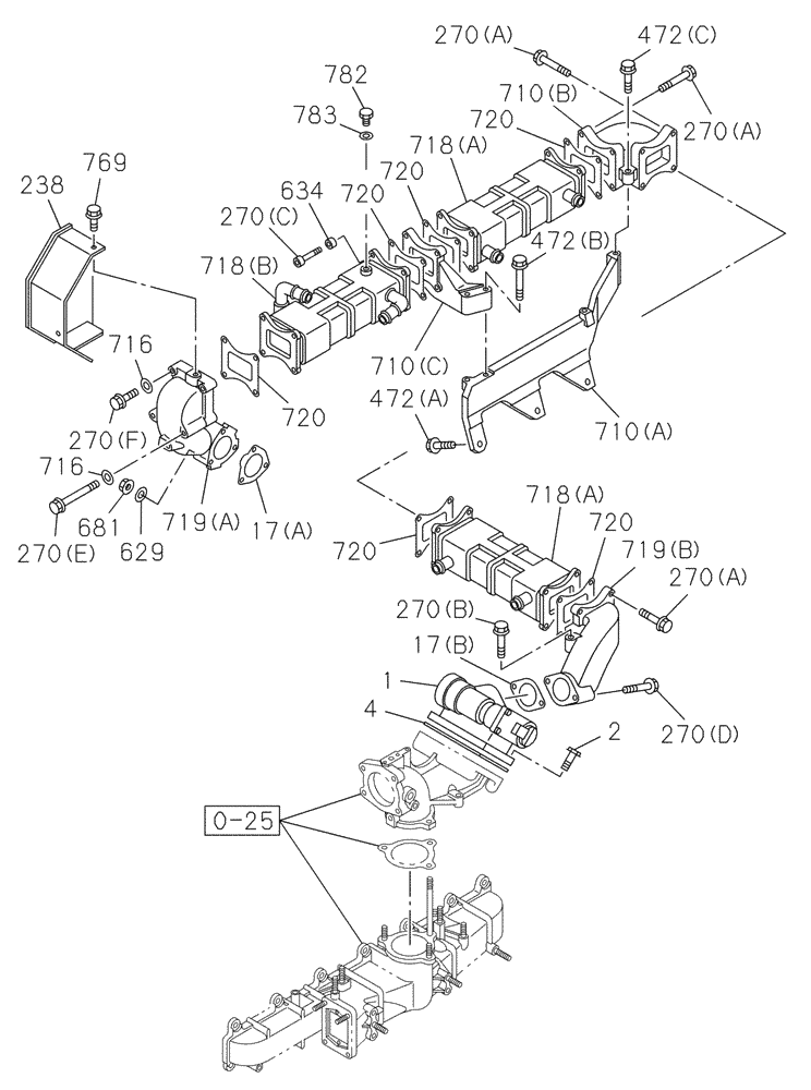 Схема запчастей Case CX300C - (02-057-01[01]) - EXHAUST GAS RECIRCULATION SYSTEM (02) - ENGINE