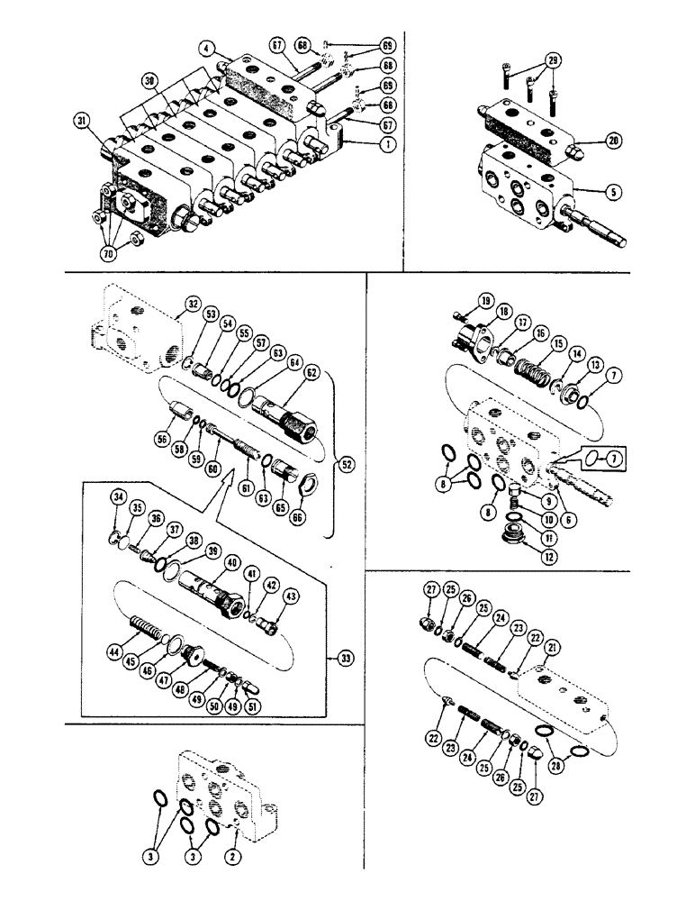 Схема запчастей Case 600 - (316) - HYDRAULIC VALVE ASSEMBLY, HOUSINGS, SPOOLS, SEALS, SPRINGS (07) - HYDRAULIC SYSTEM