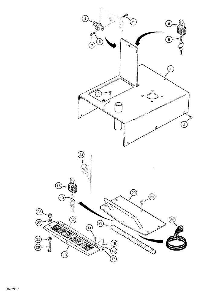 Схема запчастей Case 550G - (9-16) - HOOD AND INSTRUMENT PANEL COVER (05) - UPPERSTRUCTURE CHASSIS