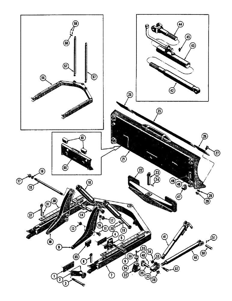 Схема запчастей Case 600 - (182) - MECHANICAL ANGLE DOZER INSTALLATION, FRAME, MOLDBOARD, CYLINDERS, STRUTS, MOUNTING PARTS (05) - UPPERSTRUCTURE CHASSIS
