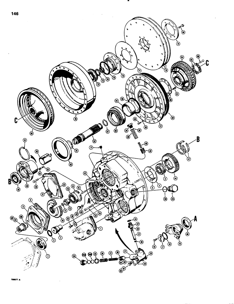 Схема запчастей Case 1150C - (146) - TORQUE CONVERTER (06) - POWER TRAIN