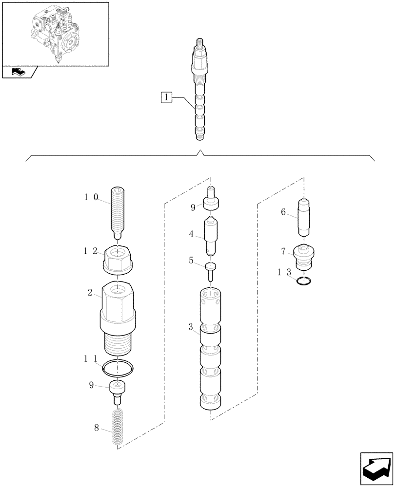 Схема запчастей Case 21E - (1.82.3[08]) - SWITCHING VALVE (07) - HYDRAULIC SYSTEMS