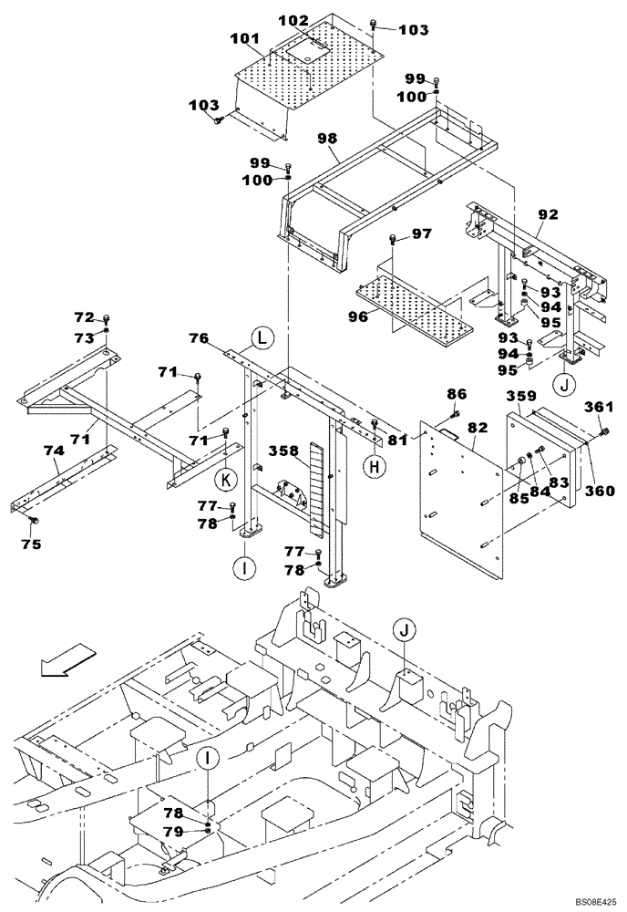 Схема запчастей Case CX700B - (09-71) - COWLING - FRAMEWORK (09) - CHASSIS