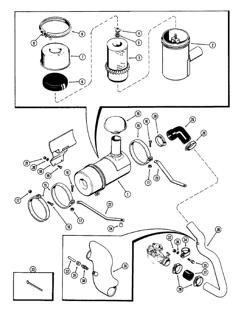 Схема запчастей Case 580B - (054) - AIR CLEANER, (188) SPARK IGNITION ENGINE (02) - ENGINE
