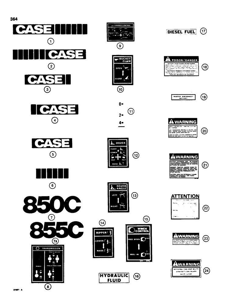 Схема запчастей Case 855C - (364) - DECALS (05) - UPPERSTRUCTURE CHASSIS