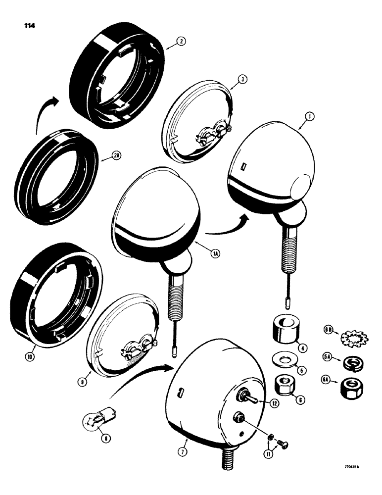 Схема запчастей Case 580C - (114) - TRACTOR LIGHTS, D88684 REAR FLOODLIGHT (04) - ELECTRICAL SYSTEMS