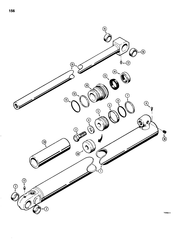 Схема запчастей Case 1830 - (156) - G34864 LOADER LIFT CYLINDER (35) - HYDRAULIC SYSTEMS