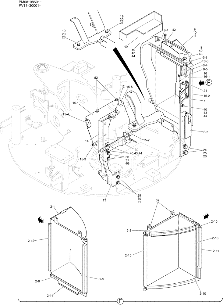 Схема запчастей Case CX27B - (01-064) - GUARD INSTAL (CANOPY) (90) - PLATFORM, CAB, BODYWORK AND DECALS