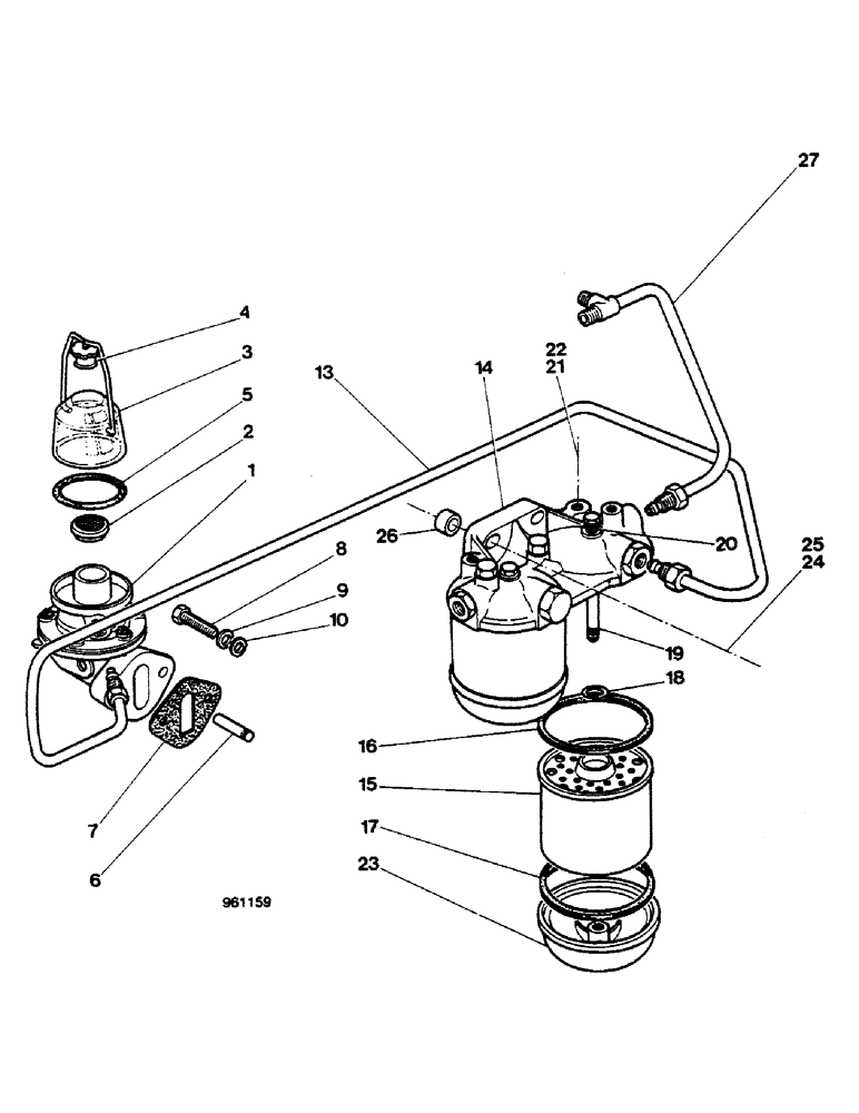 Схема запчастей Case 580G - (058) - ENGINE - FUEL FEED PUMP, FILTERS, AND PIPES (03) - FUEL SYSTEM