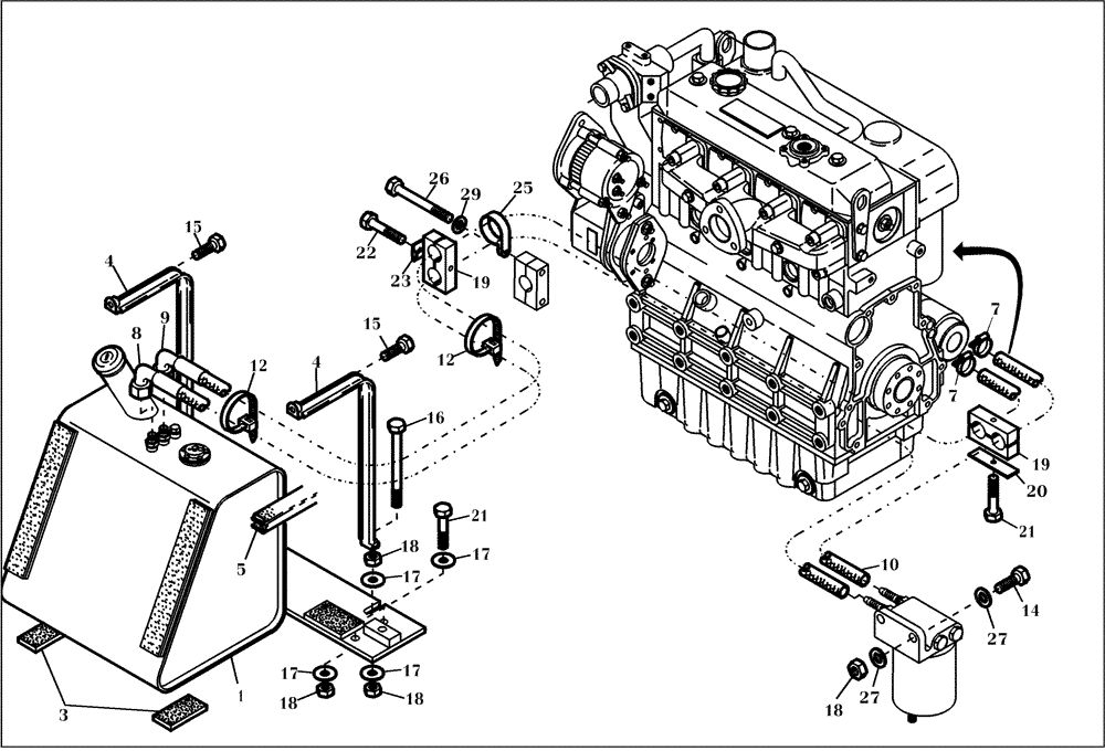 Схема запчастей Case 221D - (13.300[001]) - FUEL SYSTEM (S/N 581101-581201) (10) - ENGINE