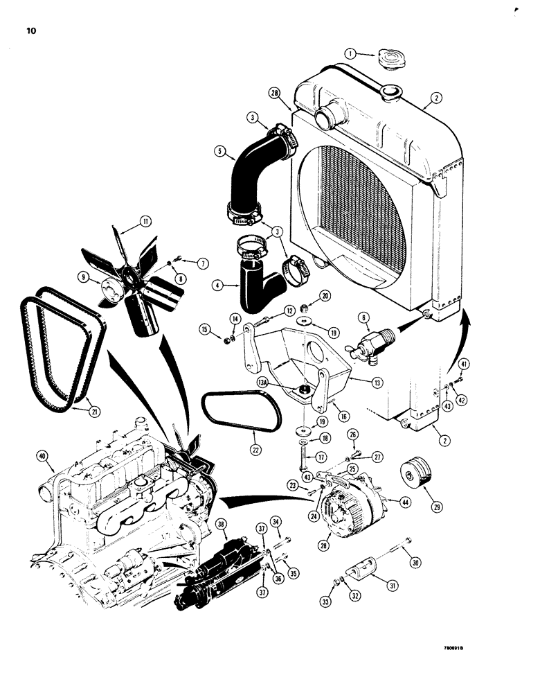 Схема запчастей Case 680G - (010) - RADIATOR, ENGINE AND RELATED PARTS (02) - ENGINE