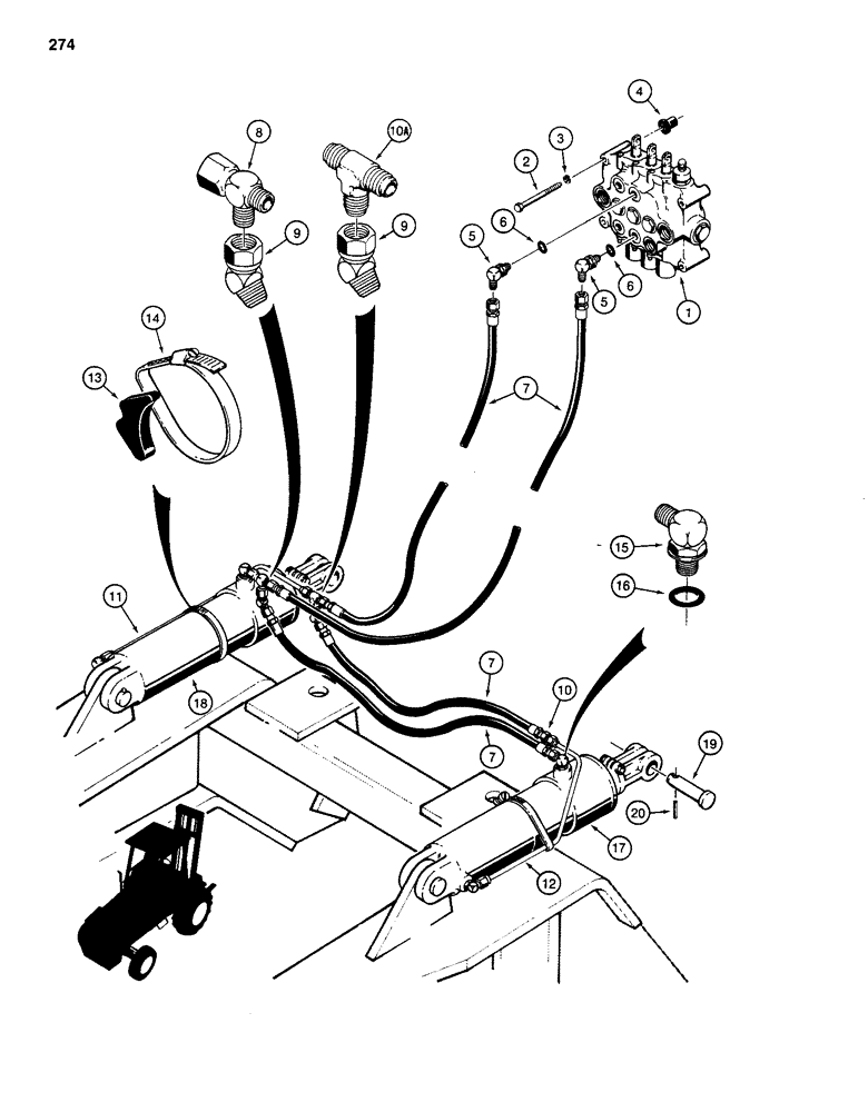 Схема запчастей Case 585D - (274) - MAST TILT CYLINDER HYDRAULIC CIRCUIT (35) - HYDRAULIC SYSTEMS