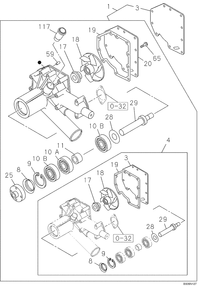 Схема запчастей Case CX290B - (02-23) - WATER PUMP (02) - ENGINE