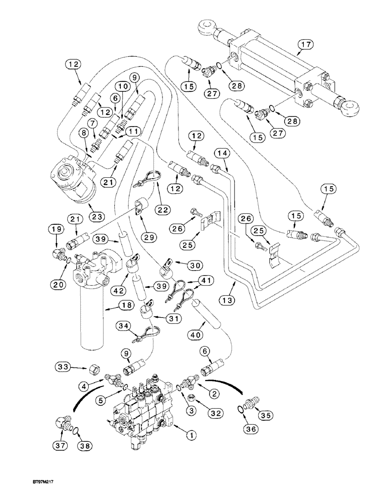 Схема запчастей Case 580L - (5-04) - STEERING HYDRAULIC CIRCUIT (05) - STEERING