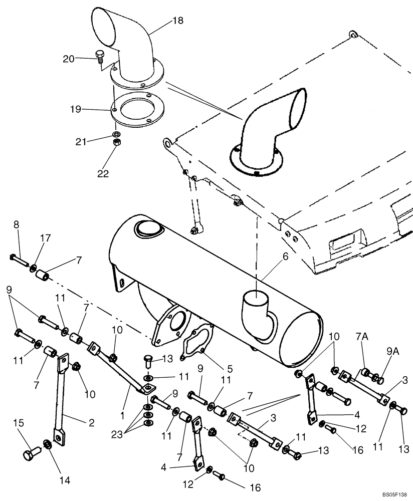 Схема запчастей Case 435 - (02-03) - EXHAUST SYSTEM (02) - ENGINE