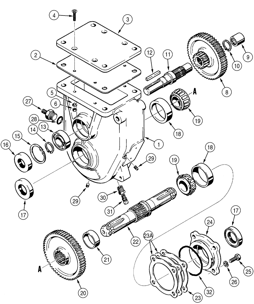 Схема запчастей Case 460 - (9-80) - HYDRA-BORER GEARBOX ASSEMBLY, H666875 (09) - CHASSIS/ATTACHMENTS