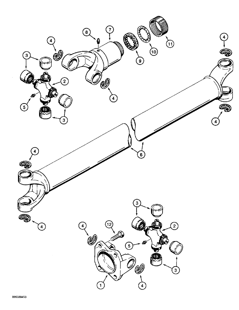 Схема запчастей Case 580SL - (6-18) - DRIVE SHAFT FOR FRONT DRIVE AXLE, FRONT DRIVE AXLE TO TRANSMISSION (06) - POWER TRAIN