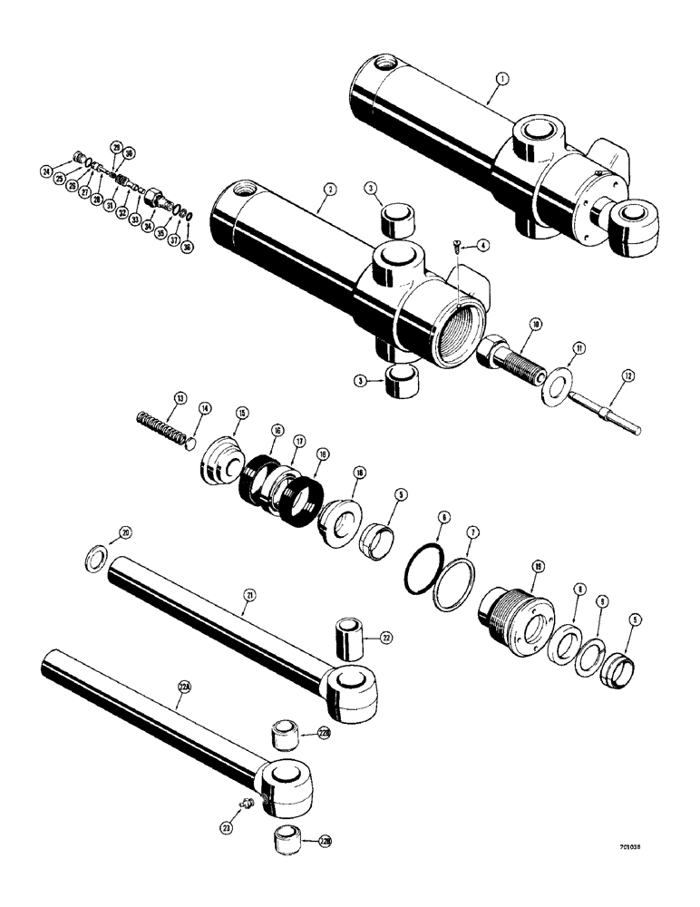 Схема запчастей Case 34 - (112) - BACKHOE SWING CYLINDERS, CYLINDER W/ NON-ADJUST. TYPE RELIEF VALVE &,FLAT SNAP IN TYP OUTER ROD WIPR 