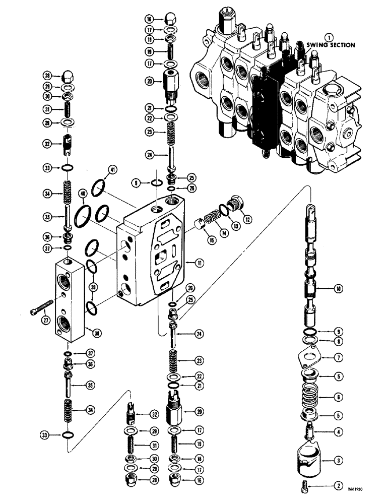 Схема запчастей Case 34 - (166) - D40756 BACKHOE SWING SECTION 