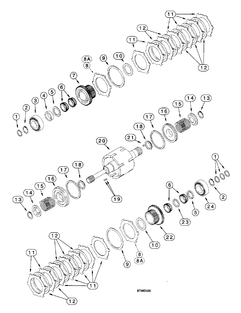 Схема запчастей Case 580L - (6-046) - TRANSMISSION ASSEMBLY, INPUT SHAFT, TWO WHEEL OR FOUR WHEEL DRIVE (06) - POWER TRAIN