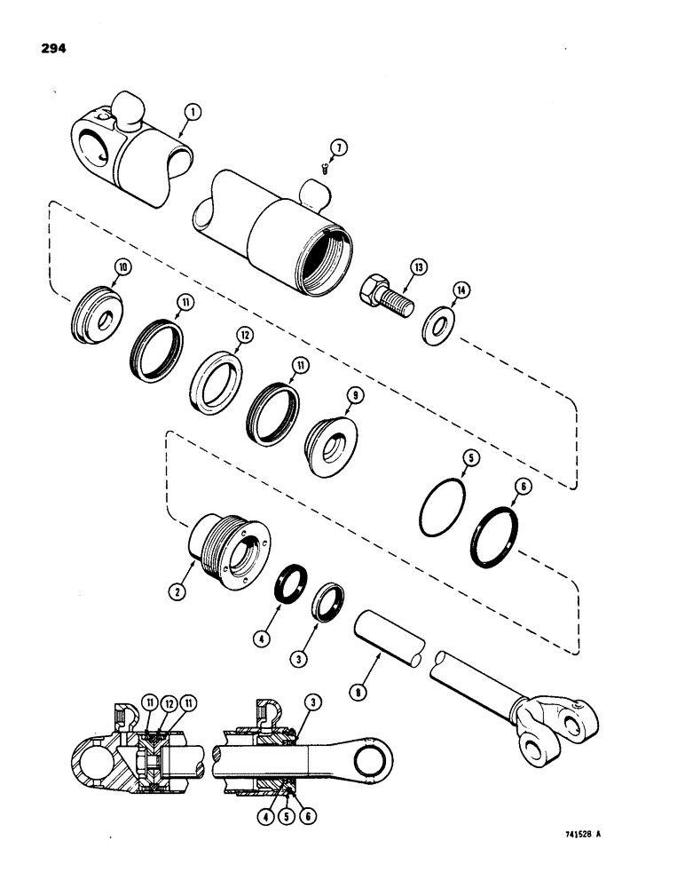 Схема запчастей Case W18 - (294) - G32769 AND G32770 LIFT CYL., GLAND W/O CENTER BEARING USED BEFORE TRACTOR SN. 9115603 (08) - HYDRAULICS
